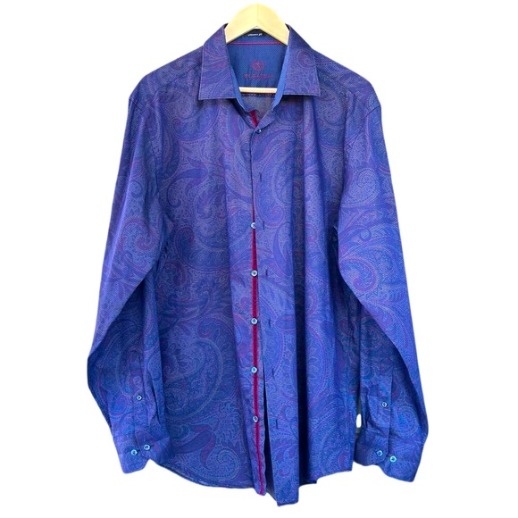 Bugatchi Other - Bugatchi Uomo Men's XL Purple Paisley Print Long Sleeve Casual Button-Down Shirt